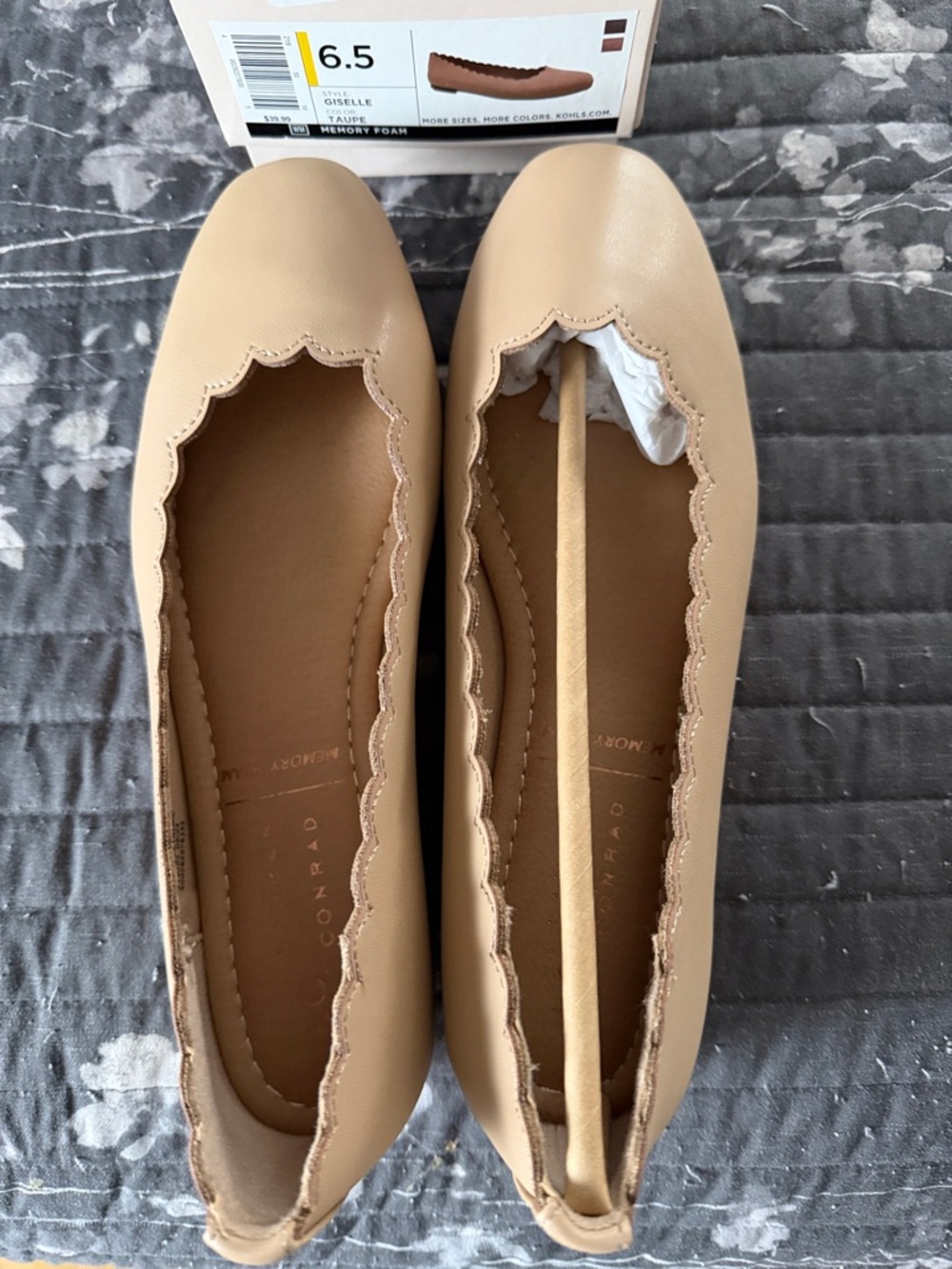 Lauren Conrad Taupe Scalloped Ballet Flats